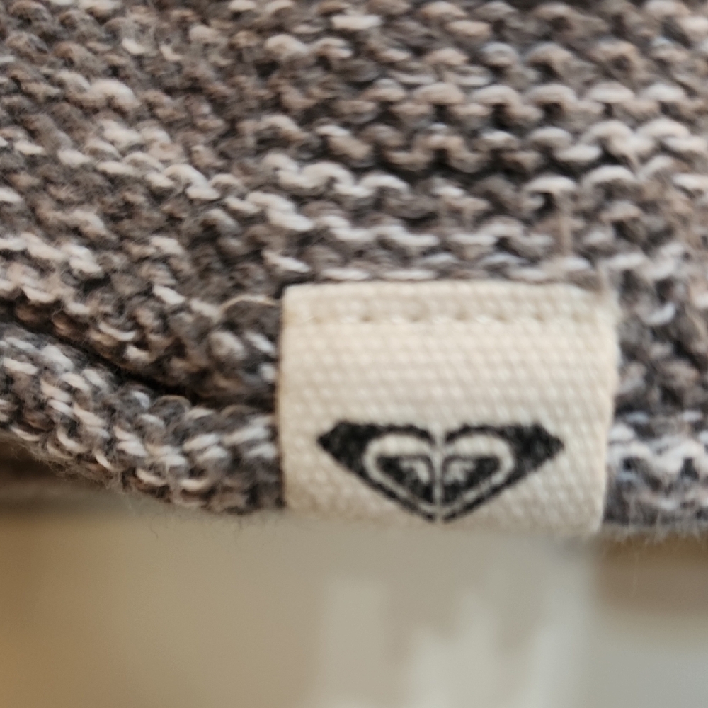 Roxy Gray Marled Knit Hoodie with Drawstring Trim - Picture 6 of 6